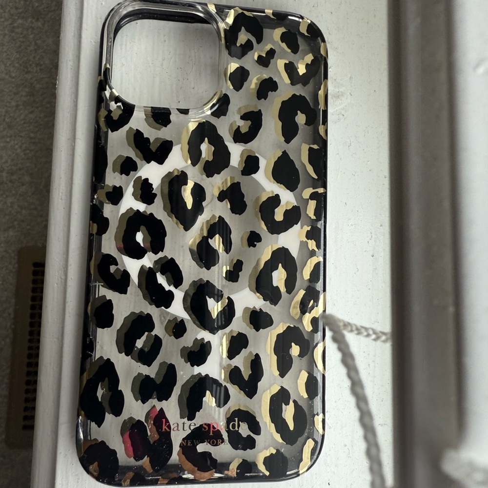 Kate Spade Leopard Print Phone Case - Black and Gold